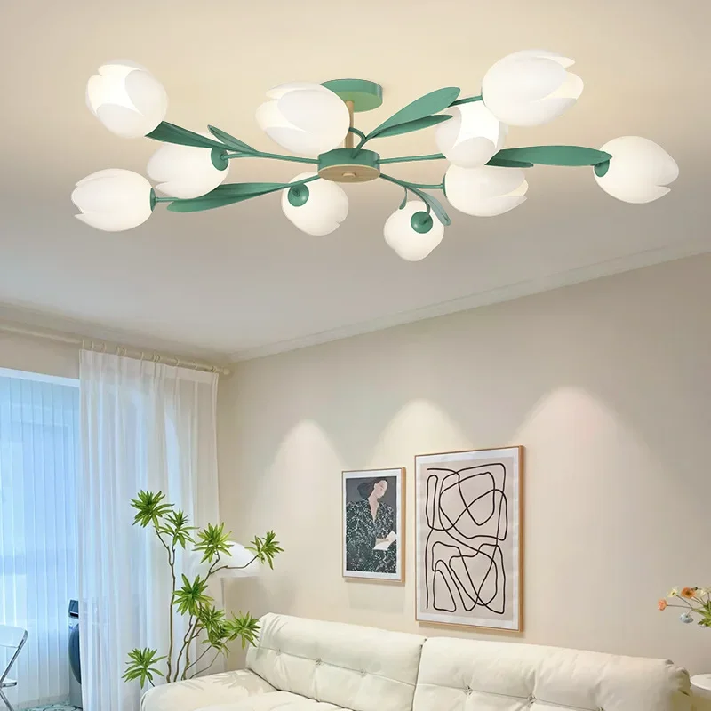 Interior Design Living Room And Kitchen - Flower Design Chandeliers Modern Bedroom LED